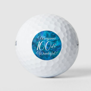 Elegant Ocean Blue 100 and Wonderful Birthday Golf Balls