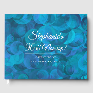 Elegant Ocean Blue 90 and Nonstop Birthday Party Guest Book