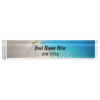 Elegant Ocean Blue Beach Signature Desk Name Plate