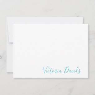 Elegant Ocean Blue Personalized Signature Script Card
