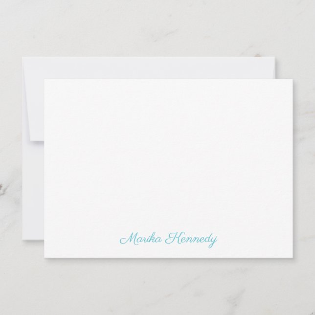 Elegant Ocean Blue Script Diamond Signature Card (Front)