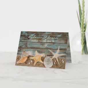 elegant ocean cottage seashells beach wedding holiday card