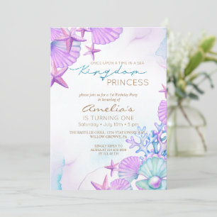 Elegant Ocean shells Beach 1st Birthday  Invitation