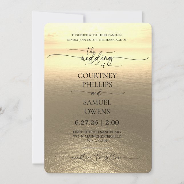 Elegant Ocean Waves Wedding Invitation (Front)