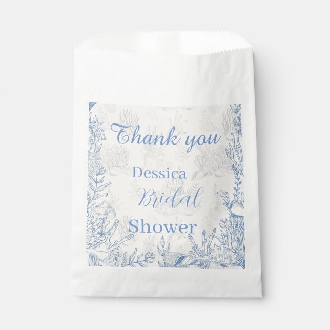 Elegant oceane blue toile Favour Bags (Front)