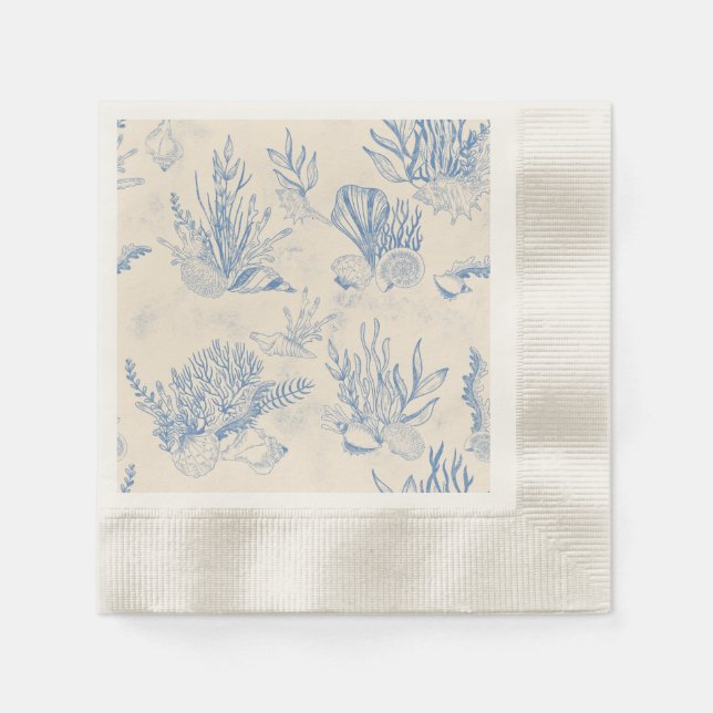 Elegant oceane blue toile napkin (Front)