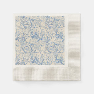 Elegant oceane blue toile napkin