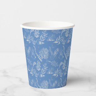 Elegant oceane blue toile paper cups