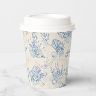 Elegant oceane blue toile paper cups