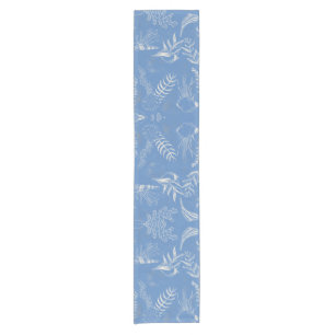 Elegant oceane blue toile short table runner