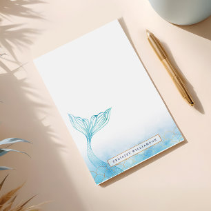 Elegant Oceanic Mermaid Watercolor & Gold Accent Post-it Notes