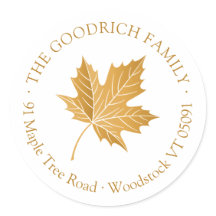 Elegant Ochre Maple Leaf Return Address