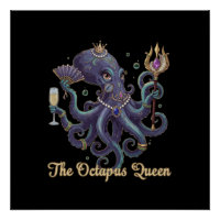 Elegant Octopus Queen | Regal Fantasy Sea Life Art