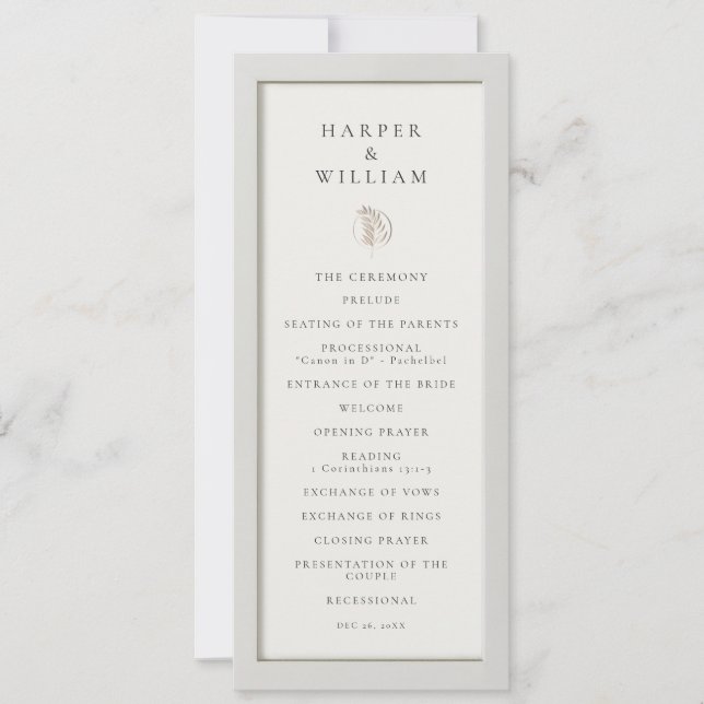 Elegant off-white frame wedding program (Front)