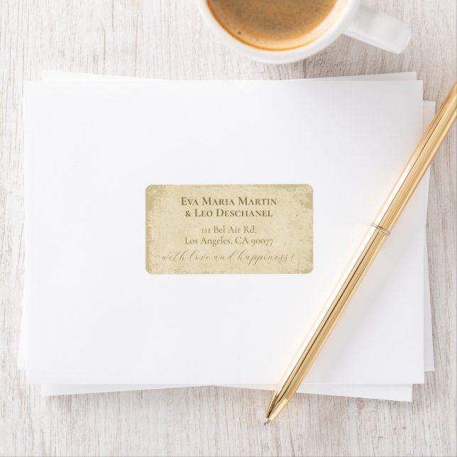 Elegant Off-White Grunge Edge Address Label (Insitu)