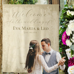 Elegant Off-White Grunge Edge Welcome Wedding Tapestry