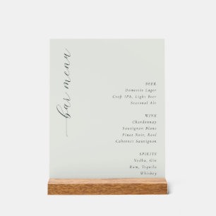 Elegant Off-White Minimalist Bar Menu Acrylic Sign