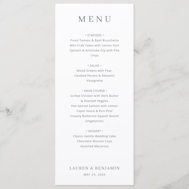 Elegant Off-White Minimalist Menu (Front)