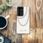 Elegant off white Pearl necklace Samsung Galaxy Case<br><div class="desc">Elegant off white Samsung Galaxy Case featuring a silver pearl necklace in watercolor. It’s very easy to customize,  with with your personal details.</div>