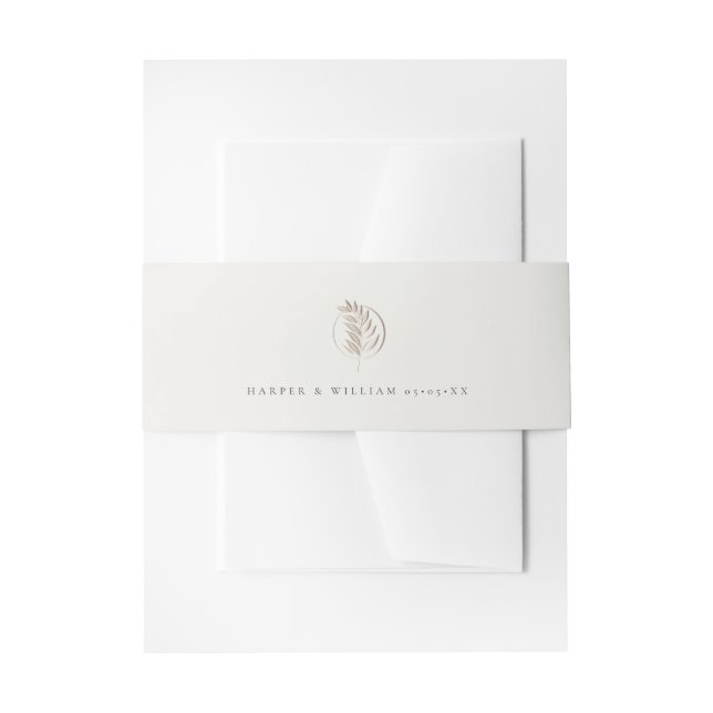 Elegant off-white twig wedding invitation  belly band (Front Example)