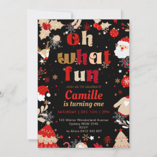 Elegant Oh What Fun Christmas Birthday Party Invitation