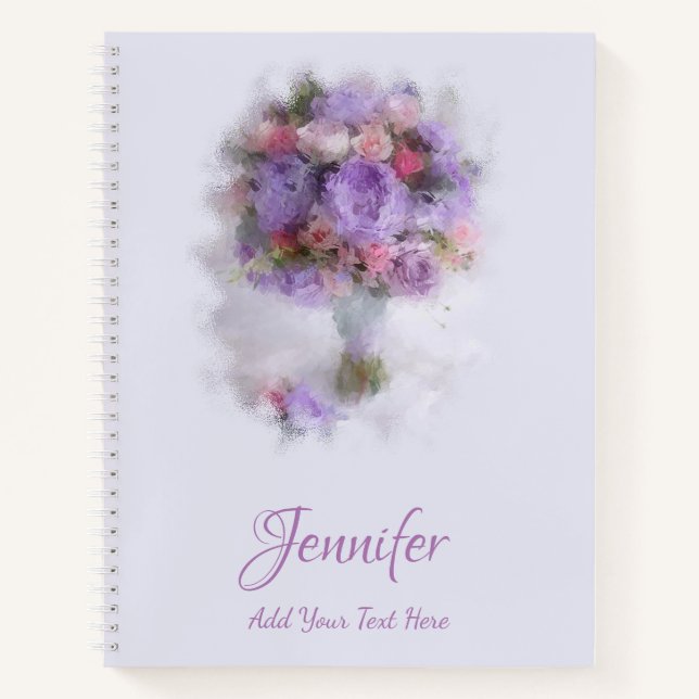 Elegant Oil Colours Flowers Roses Modern Template Notebook (Front)