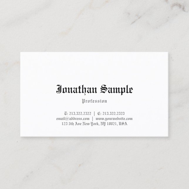 Elegant Old English Font Nostalgic Simple Template Business Card (Front)