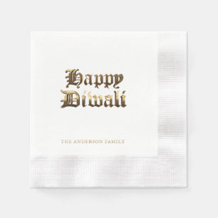Elegant Old English Lettering Happy Diwali Napkin