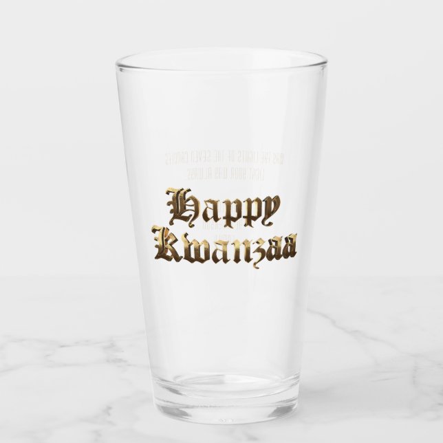 Elegant Old English Lettering Happy Kwanzaa Glass (Front)