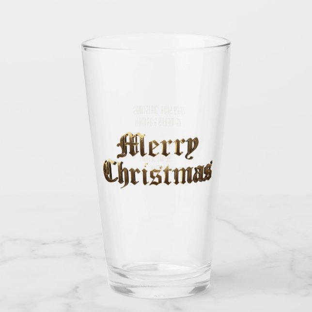 Elegant Old English Lettering Merry Christmas Glass (Front)
