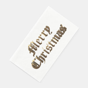 Elegant Old English Lettering Merry Christmas Napkin