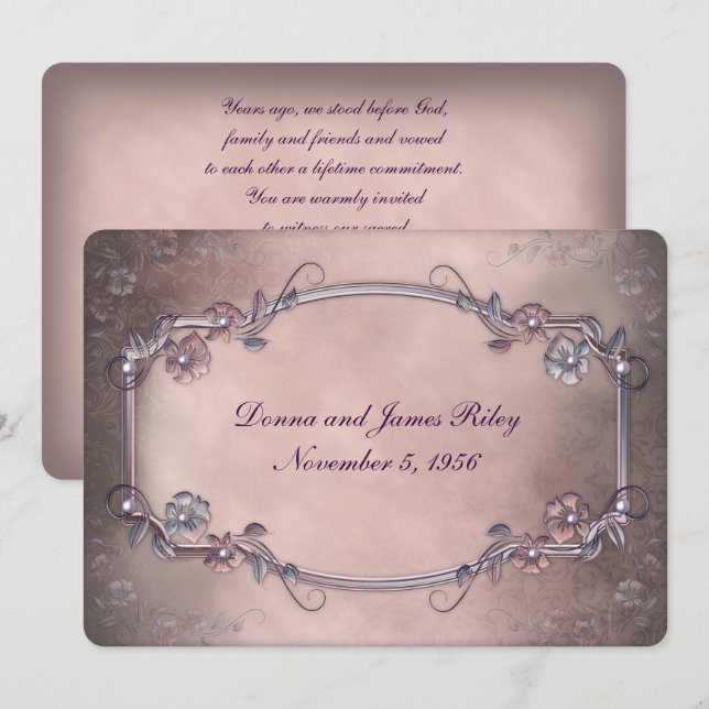 Elegant Old-Fashioned Vow Renewal Invitation (Front/Back)