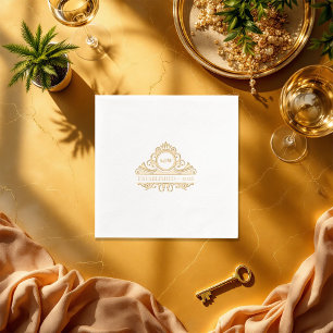 Elegant Old Money Aesthetic Wedding Crest Monogram Foil Napkins