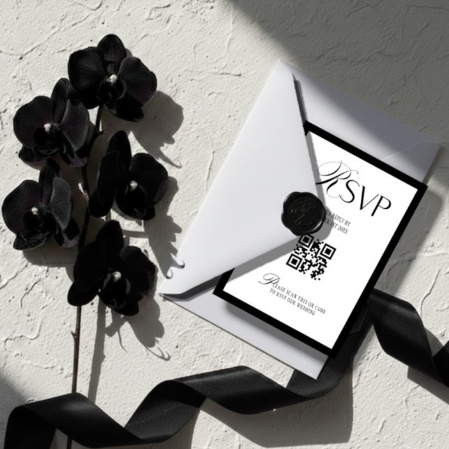 Elegant Old Money Black and White  RSVP Card (Creator Uploaded)