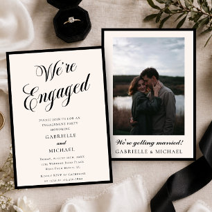 Elegant Old Money Black & Ivory Engagement Party Invitation
