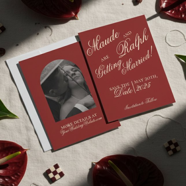 Elegant Old Money Bold Red Wedding Save The Date (Luxury Classic Red Wedding Suite Theme with options to personalize for your special day!)