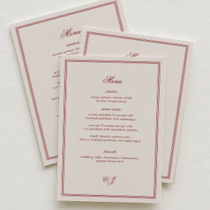 Elegant Old Money Burgundy Wedding Menu