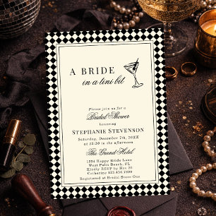 Elegant Old Money Chequered Martini Bridal Shower Invitation