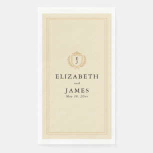 Elegant Old Money Crest - Ivory & Gold Wedding Napkin