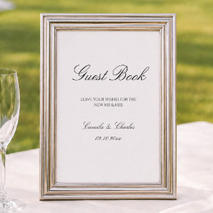 Elegant Old Money Ivory Wedding Guest Book 