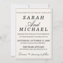 Elegant Old Money Wedding Invitation with Photo