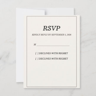 Elegant Old Money Wedding RSVP Response Card