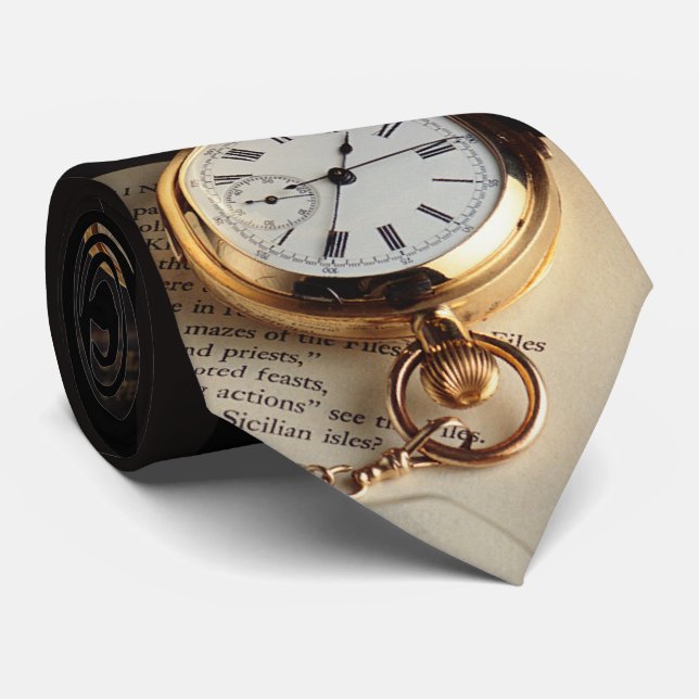 Elegant Old Stylish Clock Tie (Rolled)
