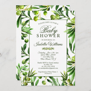 Elégant Olive Boho Garden Baby shower Invitation