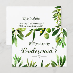 Elegant Olive Boho Garden Bridesmaid Invitation