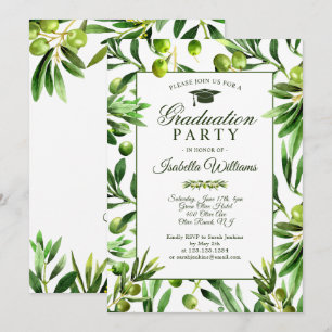 Elegant Olive Boho Garden Graduation Party Invitation