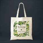 Elegant Olive Boho Garden Wedding Welcome Favour Tote Bag<br><div class="desc">Elegant olive boho garden summer wedding favour bag. The text can be changed using right the "Details" menu. To fit everything to your needs please click the "Customize" button and you can text style and colour change. Please contact me if you need help, for matching items or you have special...</div>