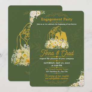 Elegant Olive Botanical Engagement Invitation