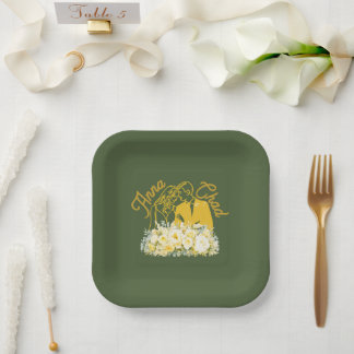 Elegant Olive Botanical Engagement Paper Plates