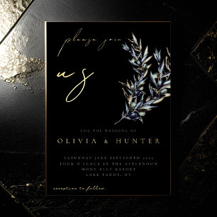 Elegant Olive Branch Black and Gold Wedding